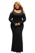 Black Cold Shoulder Choker Neck Plus Size Maxi Dress
